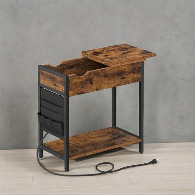 Side Tables with Storage Bedroom Small End Table with Charging Station Side Table with Drawer for Living Room