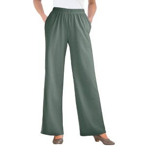 Woman Within Women's Plus Size Tall 7-Day Knit Wide-Leg Pant - 1 of 4