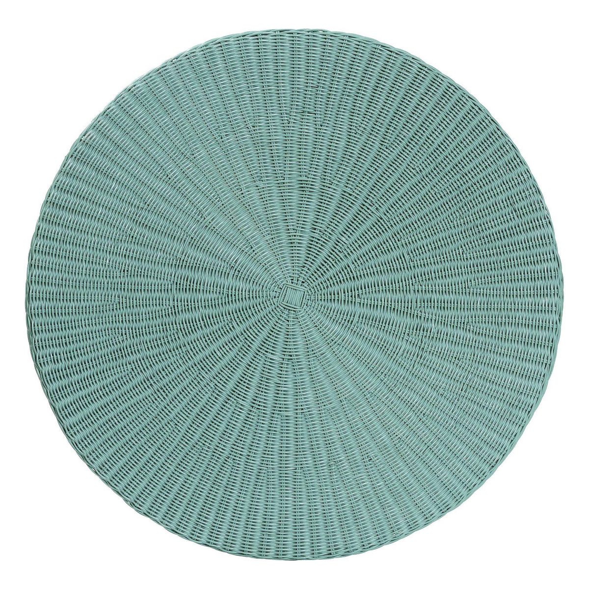 bali & pari Palm Bohemian Scalloped Rattan Coffee Table Seafoam Green - thumbnail 3