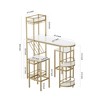 3 Pcs Bar Table And Chairs Set, Modern Kitchen Bar Height Dining Table Wood Breakfast Pub Table With Gold Base With Shelves, White+Gold - 3 of 3