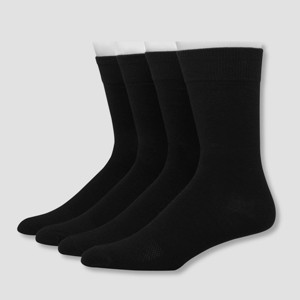 Hanes Premium Men's 4pk Lightweight Casual Socks - Black 6-12: Crew, Cushioned Sole, Reinforced Heel & Toe - 1 of 4