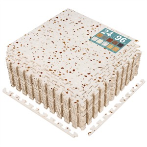Sorbus 3/8-Inch Thick 96 Sq. Ft. Wood Grain Floor Foam EVA Interlocking Mats Tiles w/ Borders - for Home, Playroom, Basement, Trade Show - 1 of 4