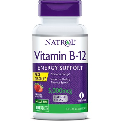 Natrol Vitamin B-12 Maximum Strength Fast Dissolve Energy Support ...