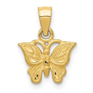 Black Bow Jewelry 14k Yellow Gold Diamond Cut Butterfly Pendant, 11mm - 1 of 4