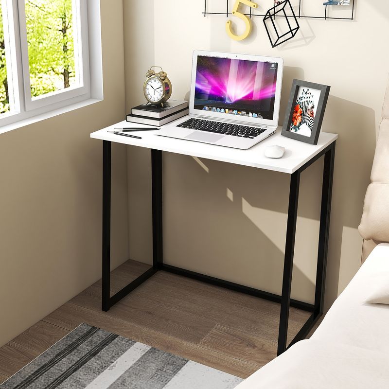 Costway Folding Computer Desk No Assembly Study Writing Table for Small Spaces Walnut/Black/Brown/White/Natural, 4 of 11