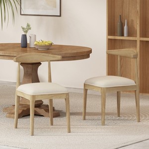 GDFStudio Covey Mid-Century Modern Fabric Upholstered Wood Dining Chairs (Set of 2) - 1 of 4