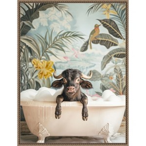 Amanti Art Tropical Buffalo Bath by Niky Rahner Framed Canvas Wall Art - 1 of 4