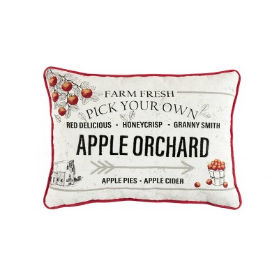 13"x18" Apple Orchard Harvest Lumbar Throw Pillow - Lush Décor: Fall Season, Embroidered, Zipper Closure