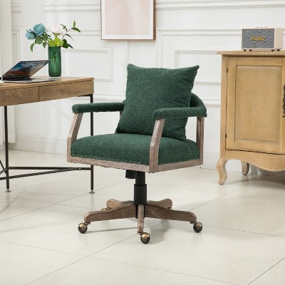 Computer Chair Office Chair, Adjustable Swivel Chair Fabric Seat, Boucle Accent Chairs with Arms, Sitting Oversized Chair for Living Room-The Pop Home