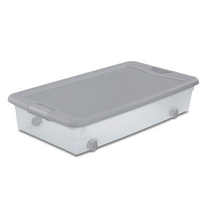 Sterilite 56 Qt Wheeled Under Bed Storage Container, Plastic Bin, Silver, 4 Pack - 1 of 4
