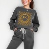 Simply Sage Market S.W.Smiley Mustard Smiley Flowers Lightweight Garment Dyed Sweatshirt - 2 of 4