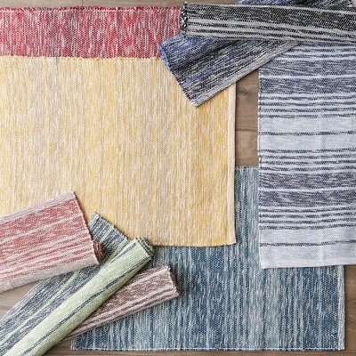 Stonewash Blue Handwoven Recycled Cotton Yarn Rug 2x3 Ft