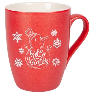 Elanze Designs Hello Winter Crimson Red 10 ounce New Bone China Coffee Cup Mug - 1 of 4