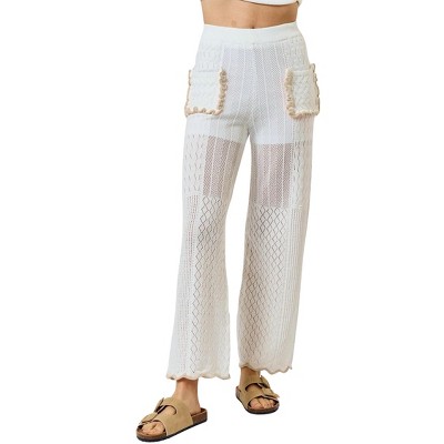 Women's Crotchet Scallop Ruffle Hem Pants - lalavon