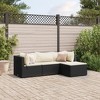 vidaXL Patio Lounge Set with Cushions Sectional Sofa Garden Backyard Poly Rattan - Black and Cream 4 Piece - 2 of 4