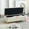 Square Storage Ottoman Bench,Upholstered Velvet Fabric Ottoman Stool Seat With Safety Hinge,Gold Decoration Strip,Ottoman Stool Seat-Cuddlewood - 4 of 4