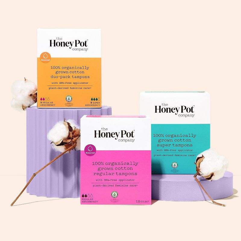 The Honey Pot Company, Organic Cotton Duo-Pack Applicator Tampons - 18ct, 6 of 11