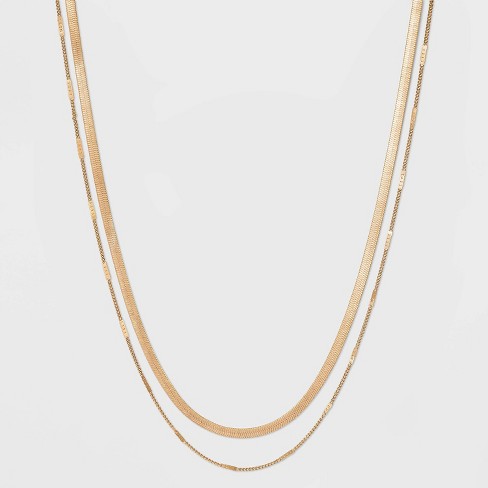 Multiple Layers Chains Necklace. Black and Gold Color 