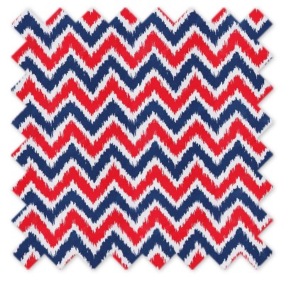 Navy and Red Zigzag Cotton Toy Storage Chest