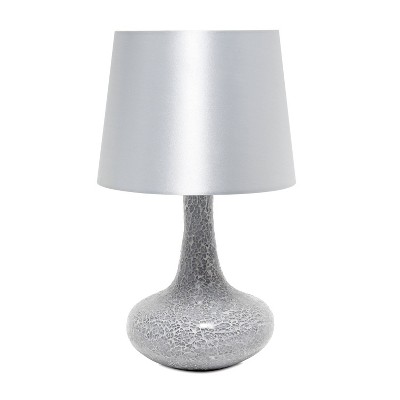 Mosaic Tiled Glass Genie Table Lamp with Fabric Shade Gray - Simple Designs