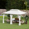 Outsunny 10' x 13' Patio Gazebo, Double Roof Outdoor Gazebo with Curtains and Metal Frame for Garden, Lawn, Backyard and Deck, Cream White - 2 of 4