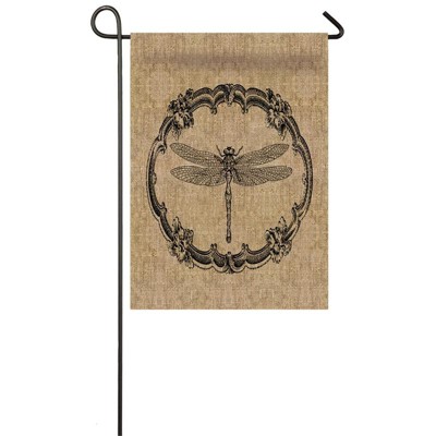 Evergreen Garden Burlap Dragonfly Flag