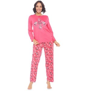 Casual Nights Women's Jersey Knit Long-Sleeve Top and Mircro Fleece Bottom Pajama Set - 1 of 4