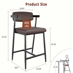 Bar Stools Set of 4/2 with Armrests, Metal Counter Height Bar Stools Set with Upholstered Seat, Footrest & Soft Back - 1 of 4