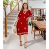 LA LEELA Women's House Daily Routine Evening Wear Holiday Casual Solid Casual Relaxed Caftan Mini Cover Up Evening Dresses for Women 2X-3X Red, Solid - image 3 of 4