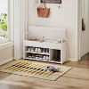 KTMBDW 39" Shoe Storage Bench with Cushion, Entryway Bench with Lift-Top Storage Box and 2 Tiers Open Shoe Rack for Entryway, Bedroom, White - 4 of 4