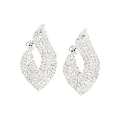 SOHI Women's Silver  Bling Rhombus Drop Earrings