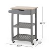 GDFStudio Tattnall Contemporary Kitchen Cart with Wheels and Natural Wood Top - 3 of 4