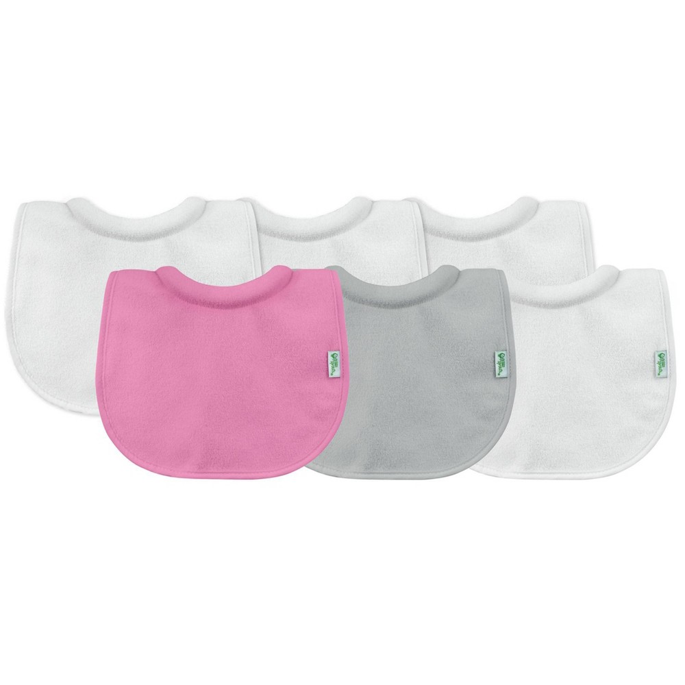 Photos - Bib green sprouts Stay-Dry Milk-Catcher  Pink/Gray/White - 6pk: Cotton, Fabric Lining, Hook and Loop Fastener, 3-Layer Design