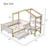 Full Size Wooden House Bed White and Original Wood Colored Frame with Drawer, Desk and Bookshelf for Children or Guest Room - 3 of 3