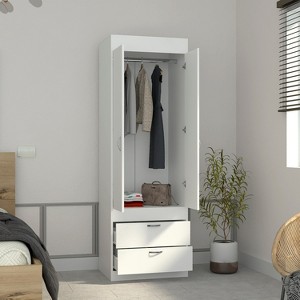 TIRAMISUBEST White Armoire with Double Doors & Drawers - Spacious Storage Cabinet for Bedroom Organization - 1 of 4