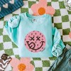 Simply Sage Market S.W.Smiley Smiley Face Strawberries Lightweight Garment Dyed Sweatshirt - 3 of 4