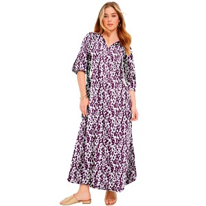 June + Vie by Roaman's Women's Plus Size Boho Maxi Dress - 1 of 4