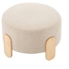 24.8" Round Ottoman, Plush Teddy Velvet Footstool with Natural Wood Legs, 24.8"x24.8"x15.94"H - 4 of 4