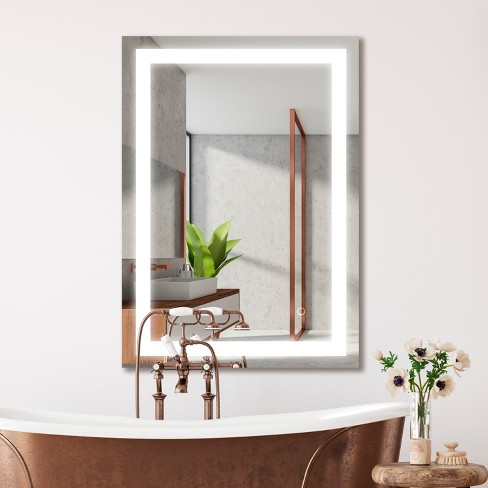 Remy 34 x 24 Rectangular Frameless Anti-Fog Aluminum Front-lit Tri-color  LED Bathroom Vanity Mirror with Smart Touch Control - JONATHAN Y