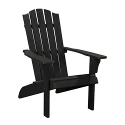 PolyTEAK Element Collection Poly Lumber Wood Alternative All Weather Outdoor Adirondack Chair for Patios, Porches, Decks, and Pool Side, Black