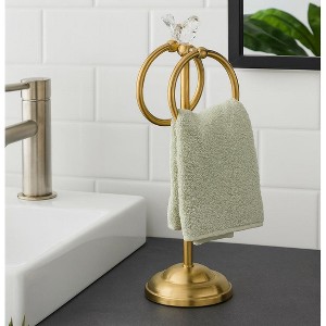 Home Mart Goods Aged Brass Gold Stainless Steel Dove Double Ring Fingertip Towel Holder With Heavy Base - 1 of 4