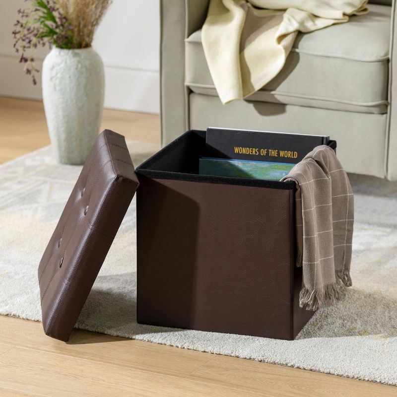 15" Buttoned Folding Storage Ottoman - Mellow, 2 of 8