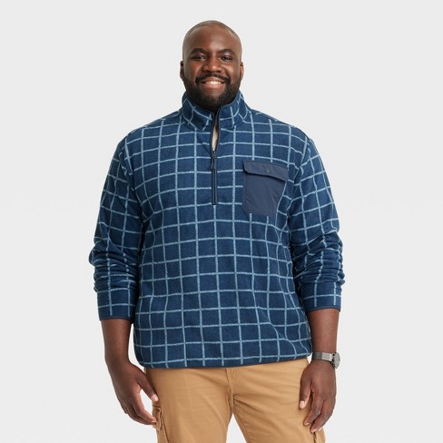 Men's Big & Tall Quarter-zip Fleece Sweatshirt - Goodfellow & Co™ Blue 3xl  : Target