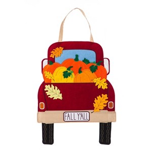 Evergreen Fall Y'all Pickup Truck Felt Door Decor, 13.50x17.50"H - 1 of 4