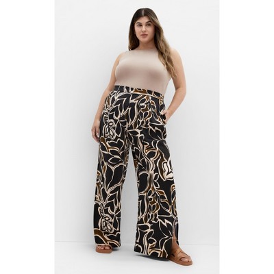 Women's Plus Size Winter Foliage Pant - black | CITY CHIC