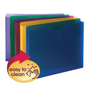 Smead Poly File Jacket, Straight-Cut Tab, 1" Expansion, Letter Size, Assorted Colors, 10 per Pack (89610) - 1 of 2