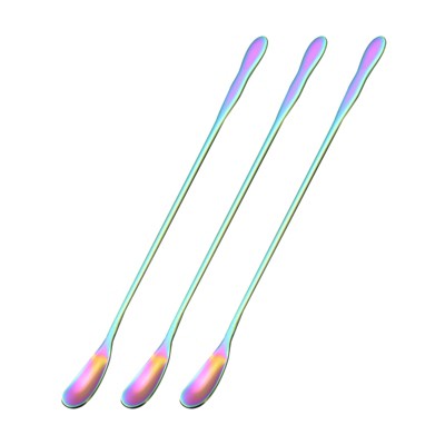 Unique Bargains Stainless Steel Mixing Drink Coffee Cocktail Long Handle Spoon 3 Pcs