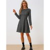 Allegra K Women's Vintage Tweed Plaid Grid Peter Pan Collar Long Sleeve A-line Dress - 4 of 4