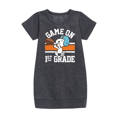 - Peanuts - Game On 1st Grade Graphic Short Sleeve Fleece Dress