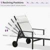 PURPLE LEAF Patio Lounge Chair Set of 3 Outdoor Chaise Lounger with Armrest Side Table and Wheels Sunbathing Tanning Recliner Including Pillows - 4 of 4